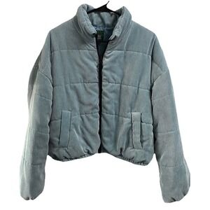 Wild Fable Y2k Womens Bomber Puffer Full Zip-up Jacket Light Blue Sz. L